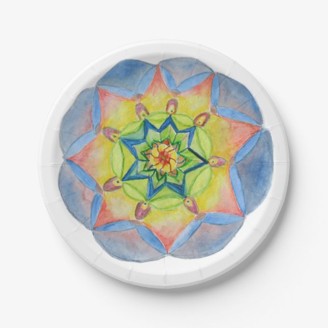 Blue Blume Mandala Custom Paper Teller 7 in (Vorderseite)