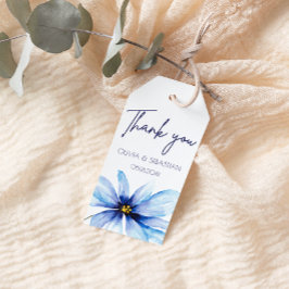 Blue Blume Minimalistisch Watercolor Vielen Dank Geschenkanhänger