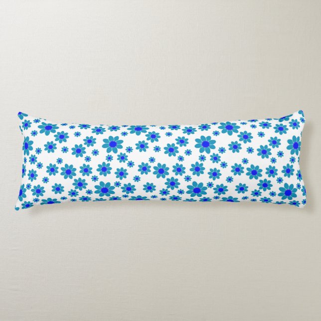Blue Blume Motif | Daisy Pattern Seitenschläferkissen (Vorderseite)