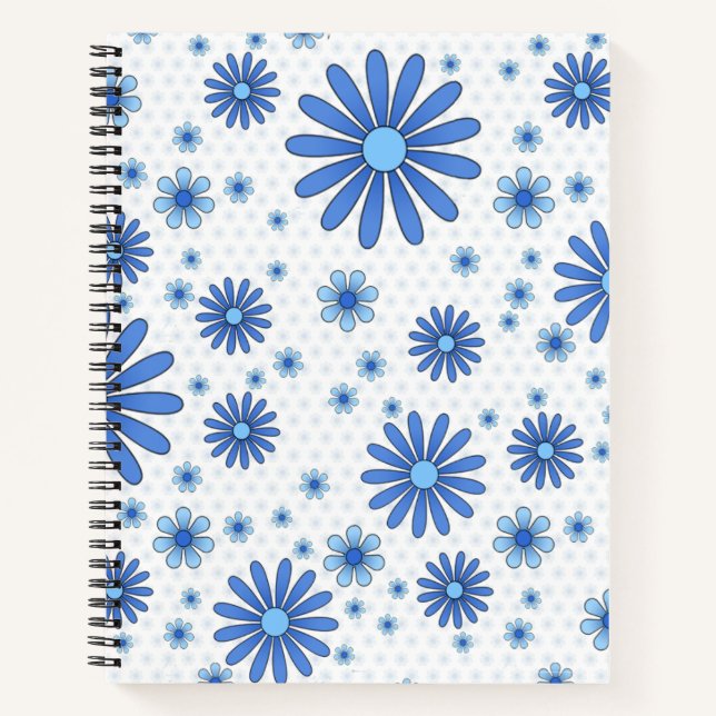 Blue Blume Power Notebook in Weiß Notizbuch (Vorderseite)