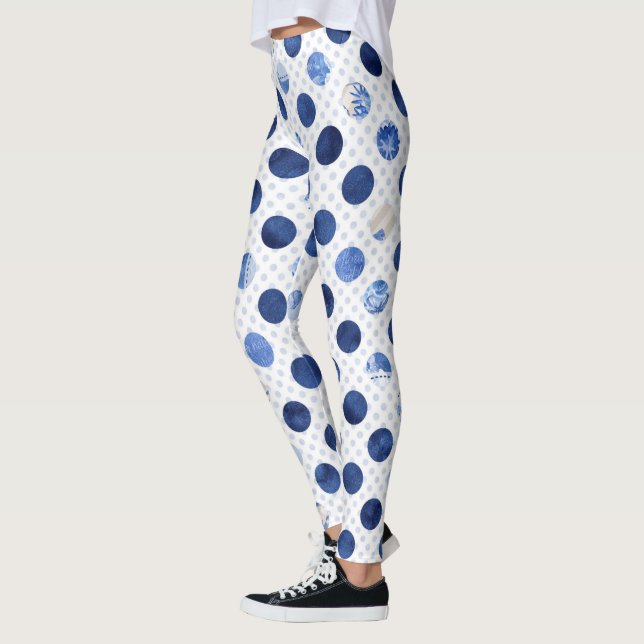 Blue Blume Print Floral Leggings Womens (Links)