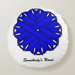 Blue Blume Ribbon von Kenneth Yoncich Rundes Kissen