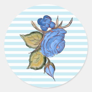 Blue Blume Strickkleber Runder Aufkleber