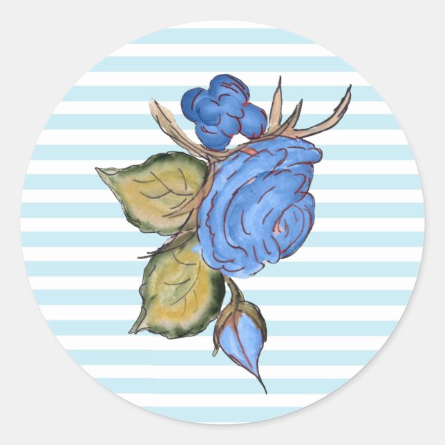Blue Blume Strickkleber Runder Aufkleber (Vorderseite)