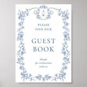 Blue Blume Verzierte Viktorianisch Grace Gästebuch