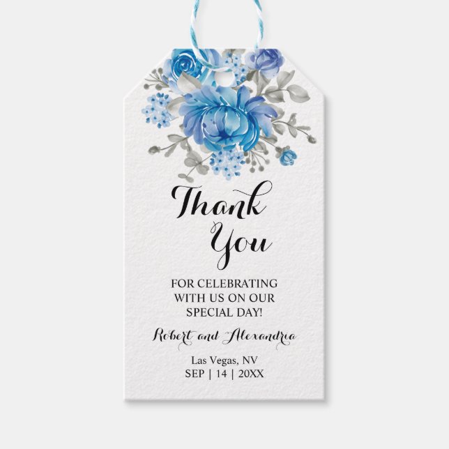 Blue Blume Vielen Dank für die kommende Gastgesche Geschenkanhänger (Vorderseite)