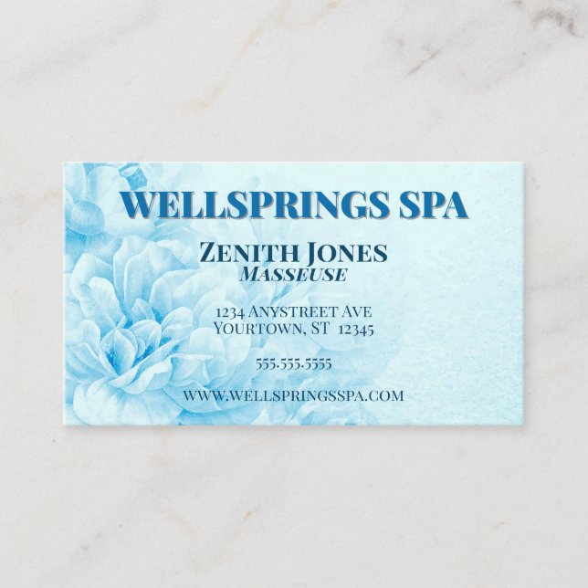 Blue Blume Wellness-Center Massage Visitenkarte (Vorderseite)