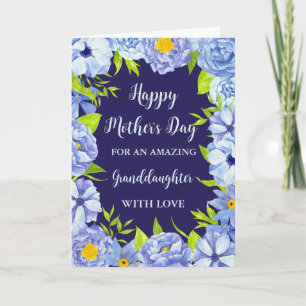 Blue Blumen Grandtochter Happy Mother Day Karte