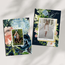 Blue Blush Foto Abschluss Card