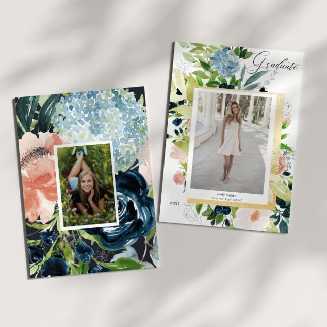 Blue Blush Foto Abschluss Card Save The Date (Von Creator hochgeladen)