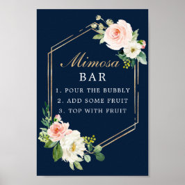 Blue Blush Mimosa Bar Sign Poster