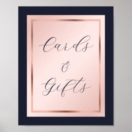 Blue Blush Rose Gold Cards und Giftzeichen Poster