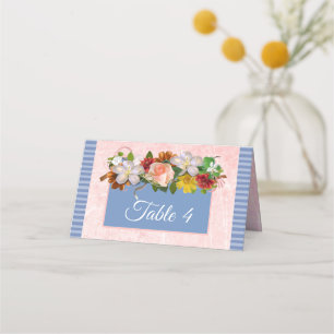 Blue Blush Rose Rose Bouquet Tischkarte Platzkarte