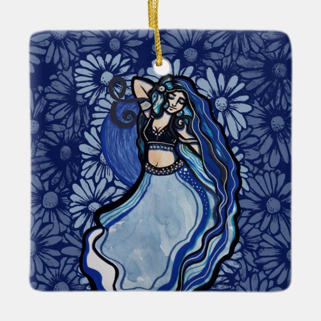Blue Bly Dancer Keramikornament (Vorderseite)