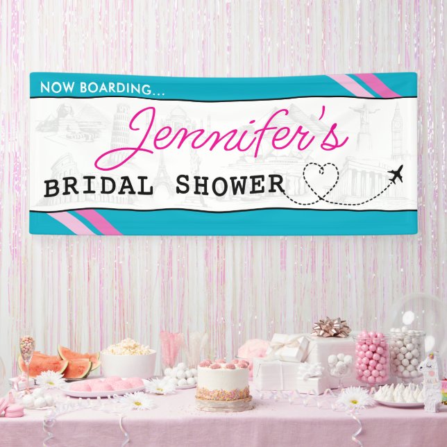 Blue Boarding Pass Brautparty Banner (Party)