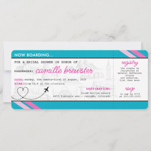 Blue Boarding Pass Brautparty Einladung