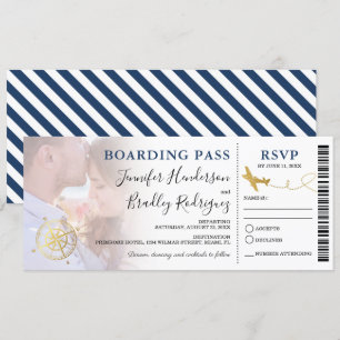 Blue Boarding Pass   HOCHZEIT IN URLAUBSORT FOTO Einladung