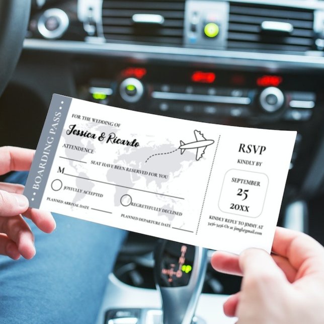 Blue Boarding Pass Hochzeit RSVP Gehäuse Karte (Von Creator hochgeladen)