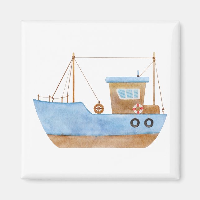Blue Boat Magnet (Vorne)