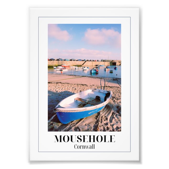 Blue Boat, Mousehole Harbour, Cornwall Fotodruck (Vorne)
