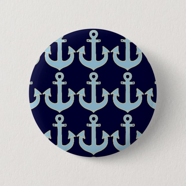 blue boat nautical anchor pattern button (Vorderseite)