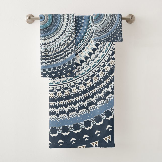 Blue Bohemisch Boho Mandala Badhandtuch Set (Insitu)