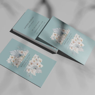 Blue Bohemisch Floral Business Card Visitenkarte