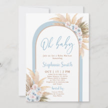 Blue Boho Arch Baby Shower Boy Einladung