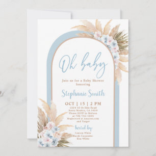 Blue Boho Arch Baby Shower Boy Einladung