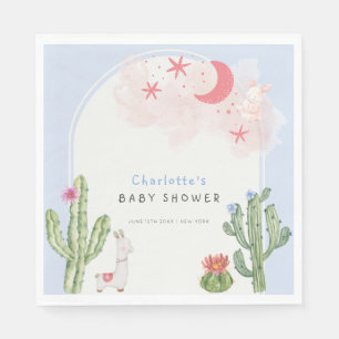 Blue Boho Arch Cactus Toys Boy Baby Shower Serviette