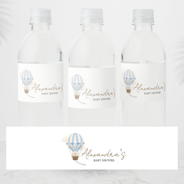 Blue Boho Bear Baby Shower  (Oh Baby Bear Baby Shower Bottle Label)