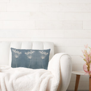 Blue Boho Blume Lumbar Pillow Lendenkissen