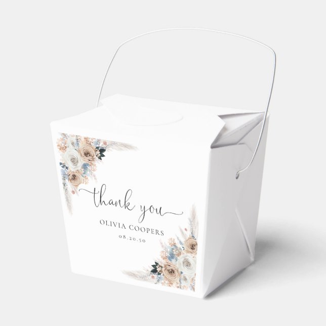 Blue Boho Blumenjungen Dusche Gefälligkeitsbox Geschenkschachtel (Vorderseite)