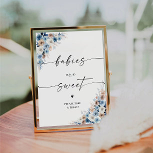 Blue Boho Blumenjungen sind süße Zeichen Sockelschild