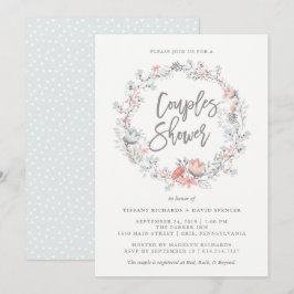 Blue Boho Botanical Couples Douche Invitation
