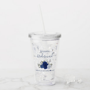 Blue Boho Chic Rose Elegante Hochzeitsfeier Acryltrinkbecher