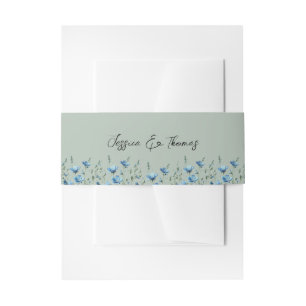 Blue Boho Chic Wildblumen Sage Green Wedding Einladungsbanderole