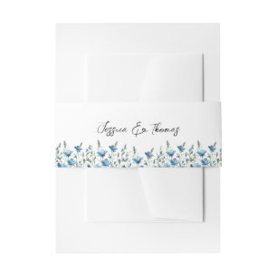 Blue Boho Chic Wildblumen White Wedding Einladungsbanderole