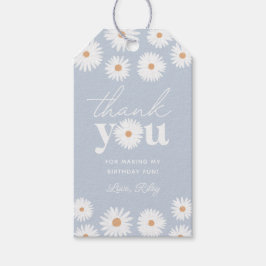 Blue Boho Daisy Birthday Party Danke Geschenkanhänger