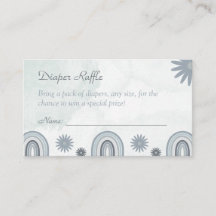 Blue Boho Diaper Raffle Ticket Baby Dusche