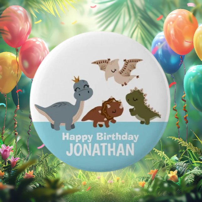 Blue Boho Dinosaur Button (Discover the enchanting blue Dinosaur Button! )