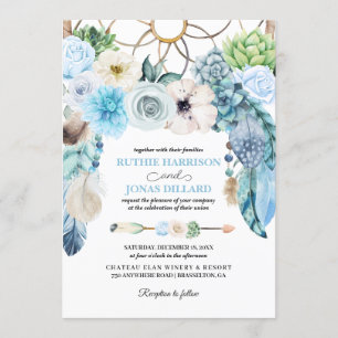 Blue Boho Dreamcatcher Hochzeit Einladung