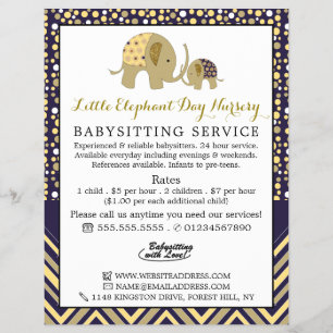 Blue Boho Elephant, Babysitter, Tagesbetreuung, Ki Flyer