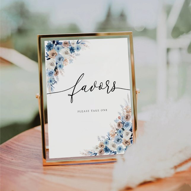 Blue Boho Favors Sign Sockelschild (Von Creator hochgeladen)