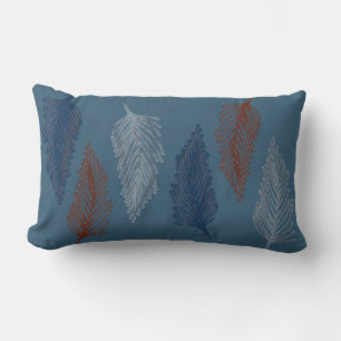 Blue Boho Feather Lendenkissen