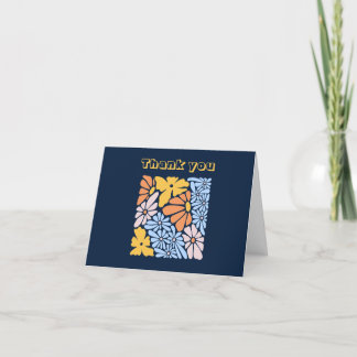 Blue Boho Floral Carte de remerciements d'annivers