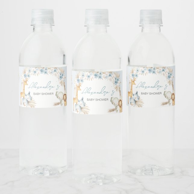 Blue Boho Floral Safari Baby Dusche (Flaschen)