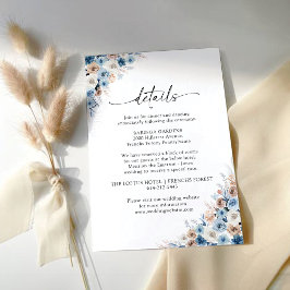Blue Boho Floral Wedding Details Card Begleitkarte