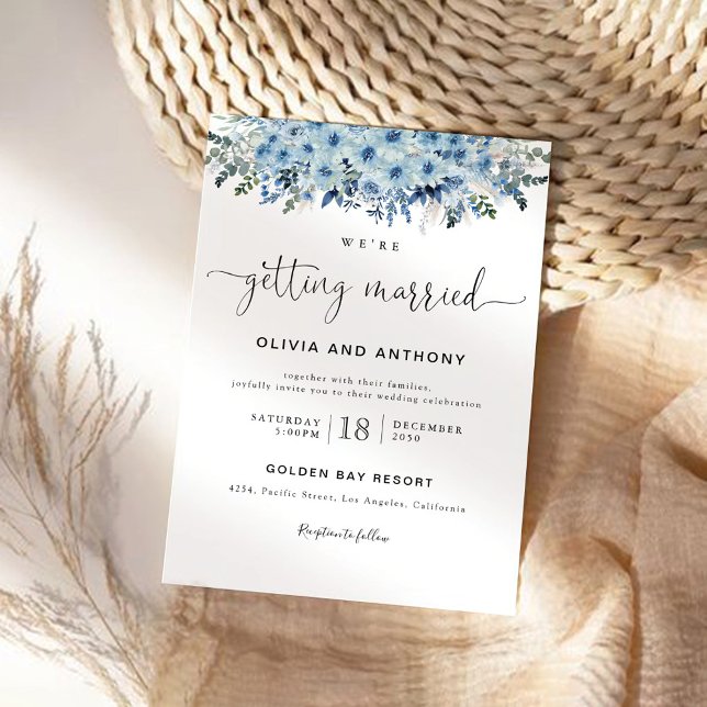 Blue Boho Floral Wedding Einladung (Von Creator hochgeladen)