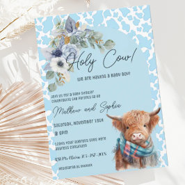 Blue Boho Holy Cow Boy Baby Dusche Einladung
